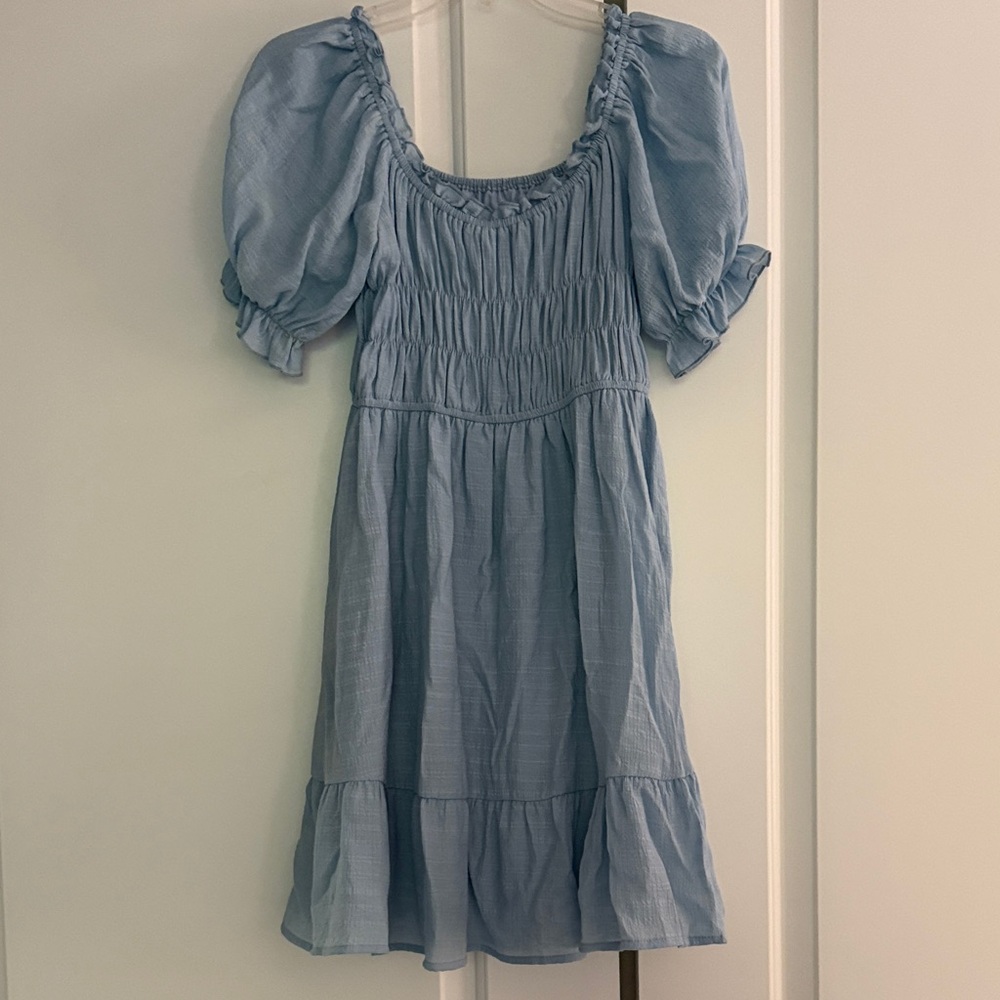 Blue Puff Sleeve Dress